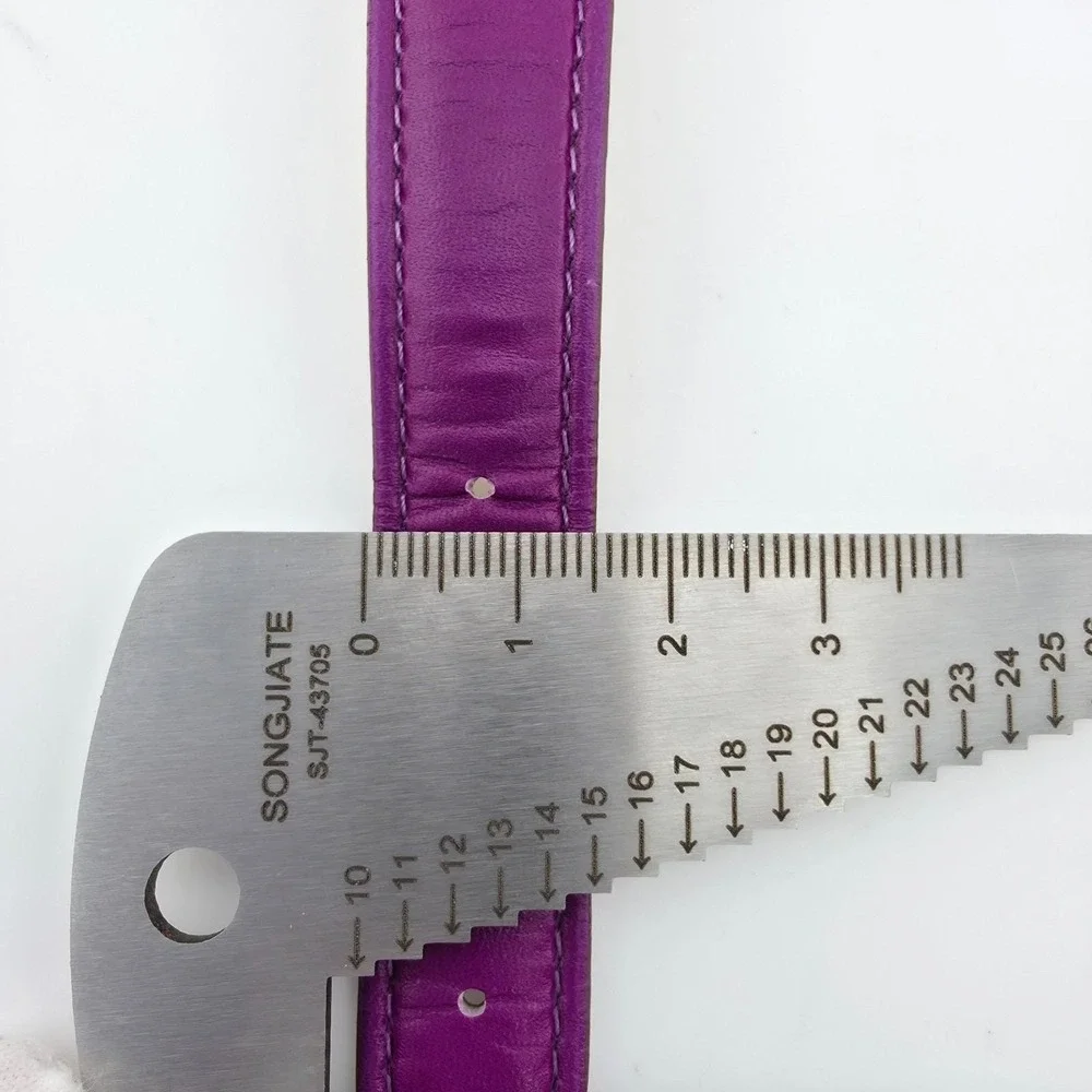 VERA BRADLEY 'Plum Petals' Ladies Watch Purple Leather Band Silver Tone 7.5